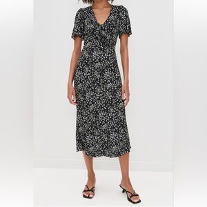 Reformation Tyra Short Sleeve V-neck Midi Dress